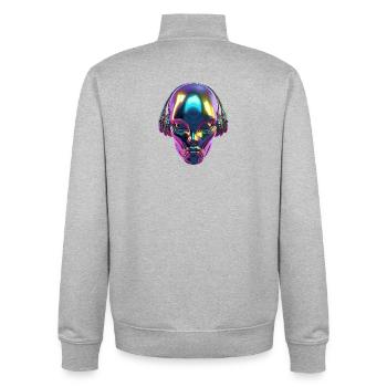 Chromatic Alien Head with Headphones - Unisex Organic Zip Sweatshirt by Stanley/Stella - heather grey - Back - AI Model Male 185 light (185cm)