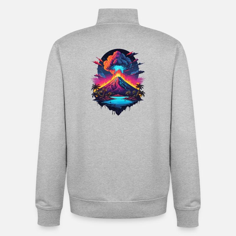Vulkan Ausbruch - Unisex Organic Zip Sweatshirt von Stanley/Stella - Grau meliert