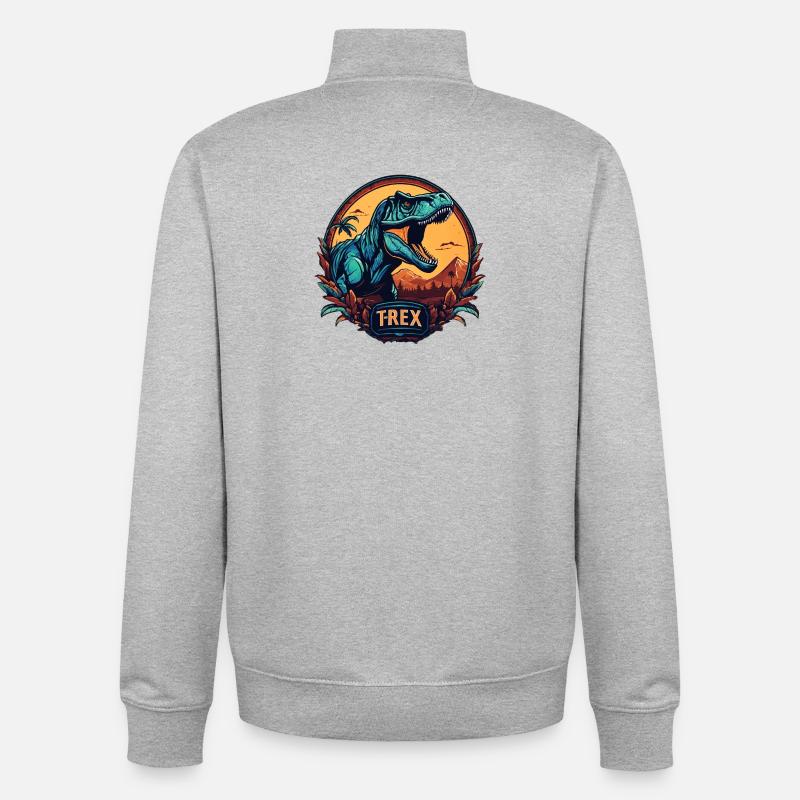 Dinosaurier T-Rex Logo - Unisex Organic Zip Sweatshirt von Stanley/Stella - Grau meliert
