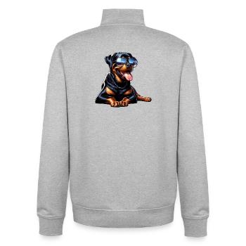 Rottweiler Hunde Design - Unisex Organic Zip Sweatshirt von Stanley/Stella - Grau meliert - Hinten - AI Model Male 185 light (185cm)