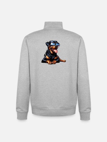 Rottweiler dog design - Unisex Organic Zip Sweatshirt by Stanley/Stella - heather grey