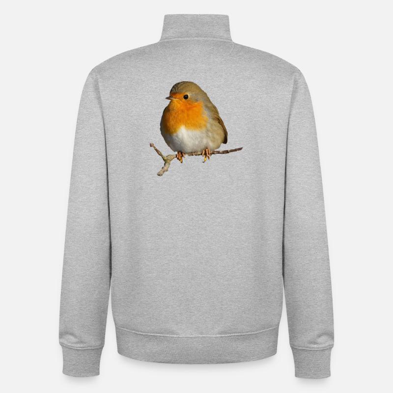 Rotkehlchen auf Ast sitzend - Unisex Organic Zip Sweatshirt von Stanley/Stella - Grau meliert