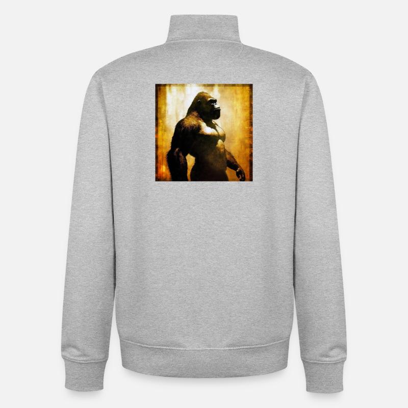 Gorilla 03 - Unisex Organic Zip Sweatshirt von Stanley/Stella - Grau meliert