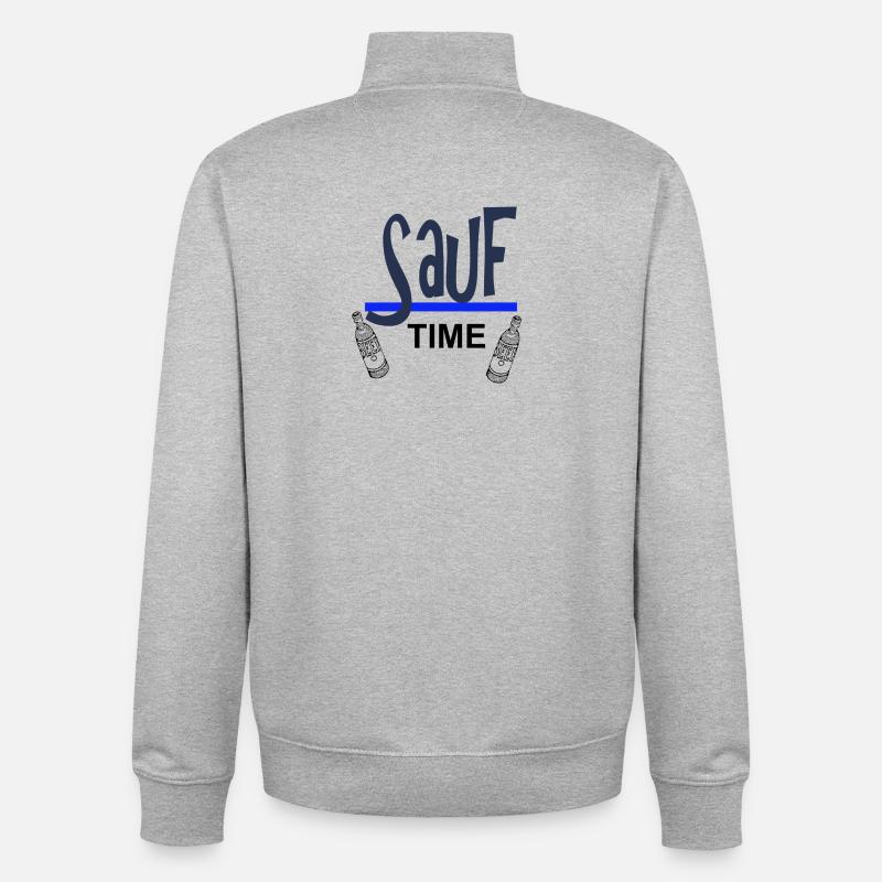 Sauf-Time-Logo mit Blauer Unterstreichung - Unisex Organic Zip Sweatshirt von Stanley/Stella - Grau meliert