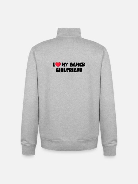I Love My Gamer Girlfriend - Unisex Organic Zip Sweatshirt by Stanley/Stella - heather grey