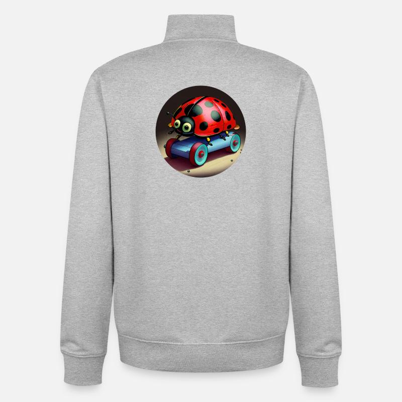 Ladybug on skateboard - Unisex Organic Zip Sweatshirt by Stanley/Stella - heather grey