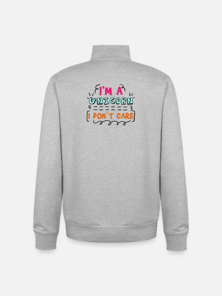 I don't care about the statement - Unisex Organic Zip Sweatshirt by Stanley/Stella - heather grey