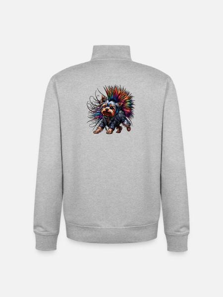 Yorkshire Terrier Punk - Unisex Organic Zip Sweatshirt by Stanley/Stella - heather grey