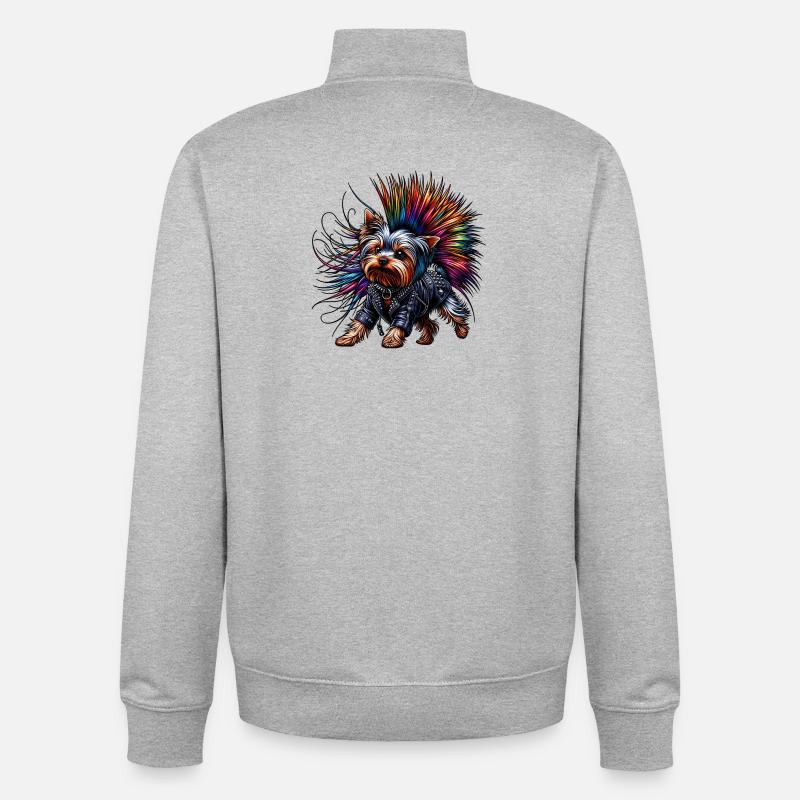 Yorkshire Terrier Punk - Sweat zippé unisexe en coton bio Stanley/Stella - gris chiné