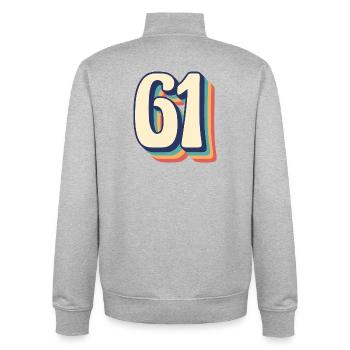 Vintage Retro T-Shirt Number 61 Sixty One - Unisex Organic Zip Sweatshirt by Stanley/Stella - heather grey - Back - AI Model Male 185 light (185cm)