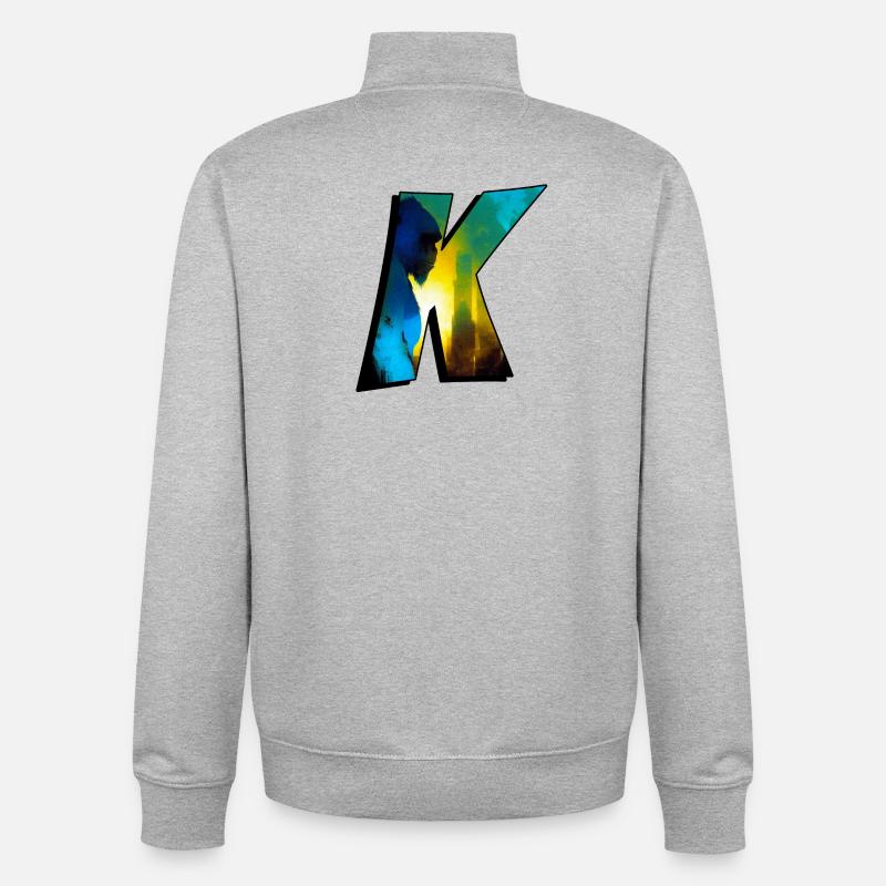 Gorille 01 - K2 - Sweat zippé unisexe en coton bio Stanley/Stella - gris chiné