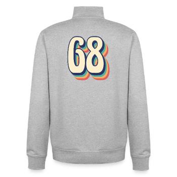 Vintage Retro T-Shirt Nummer 68, Achtundsechzig - Unisex Organic Zip Sweatshirt von Stanley/Stella - Grau meliert - Hinten - AI Model Male 185 light (185cm)