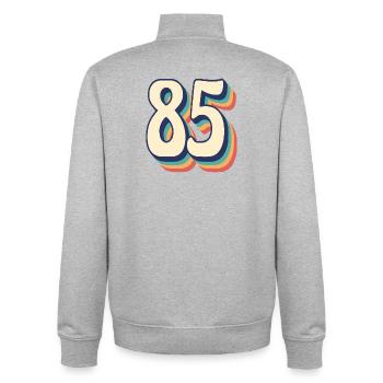 T-Shirt rétro Vintage numéro 85 quatre-vingt-cinq - Sweat zippé unisexe en coton bio Stanley/Stella - gris chiné - Dos - AI Model Male 185 light (185cm)