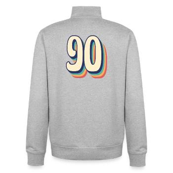 T-Shirt rétro Vintage numéro 90 quatre-vingt-dix - Sweat zippé unisexe en coton bio Stanley/Stella - gris chiné - Dos - AI Model Male 185 light (185cm)