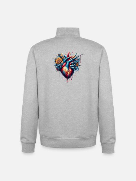Anti War Heart - Unisex Organic Zip Sweatshirt by Stanley/Stella - heather grey