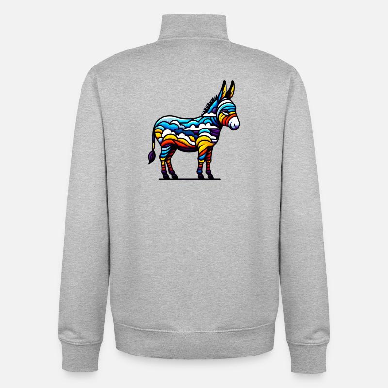 Donkey, Pacifier, Mule - Unisex Organic Zip Sweatshirt by Stanley/Stella - heather grey