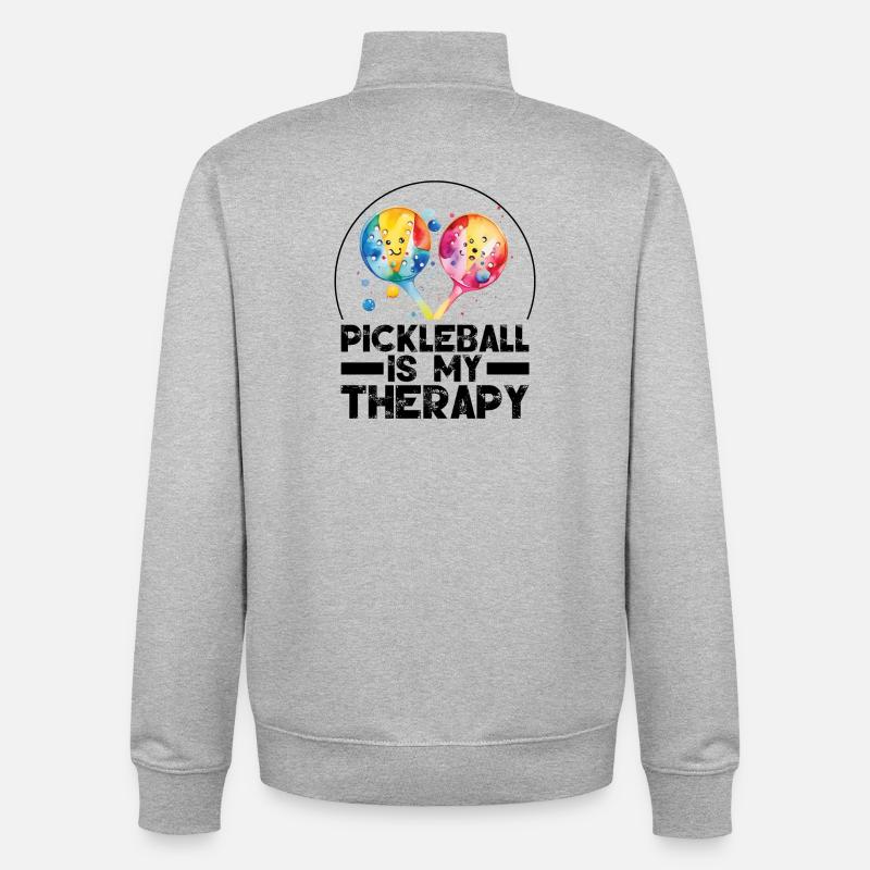 Le pickleball est ma thérapie - Sweat zippé unisexe en coton bio Stanley/Stella - gris chiné