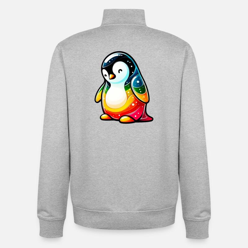 Penguin - Unisex Organic Zip Sweatshirt by Stanley/Stella - heather grey