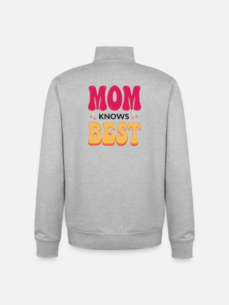 Mom Knows Best - Unisex Organic Zip Sweatshirt by Stanley/Stella - heather grey