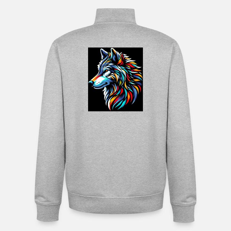 Loup - Sweat zippé unisexe en coton bio Stanley/Stella - gris chiné