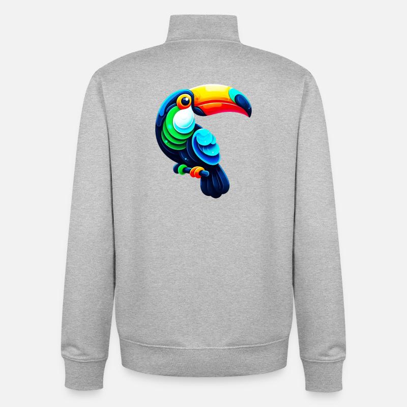 Toucan - Sweat zippé unisexe en coton bio Stanley/Stella - gris chiné