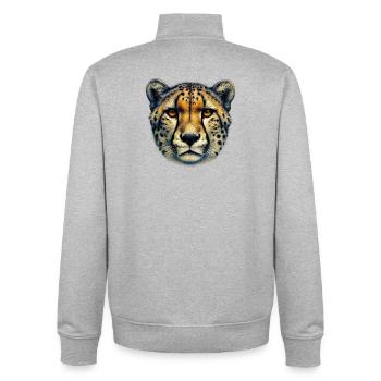 Guépard - Sweat zippé unisexe en coton bio Stanley/Stella - gris chiné - Dos - AI Model Male 185 light (185cm)