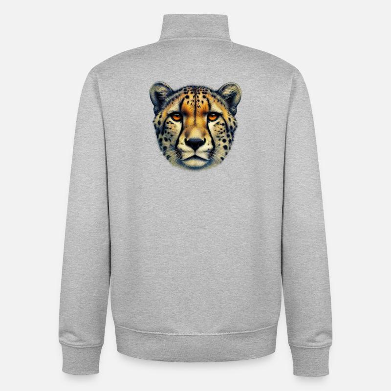 Guépard - Sweat zippé unisexe en coton bio Stanley/Stella - gris chiné