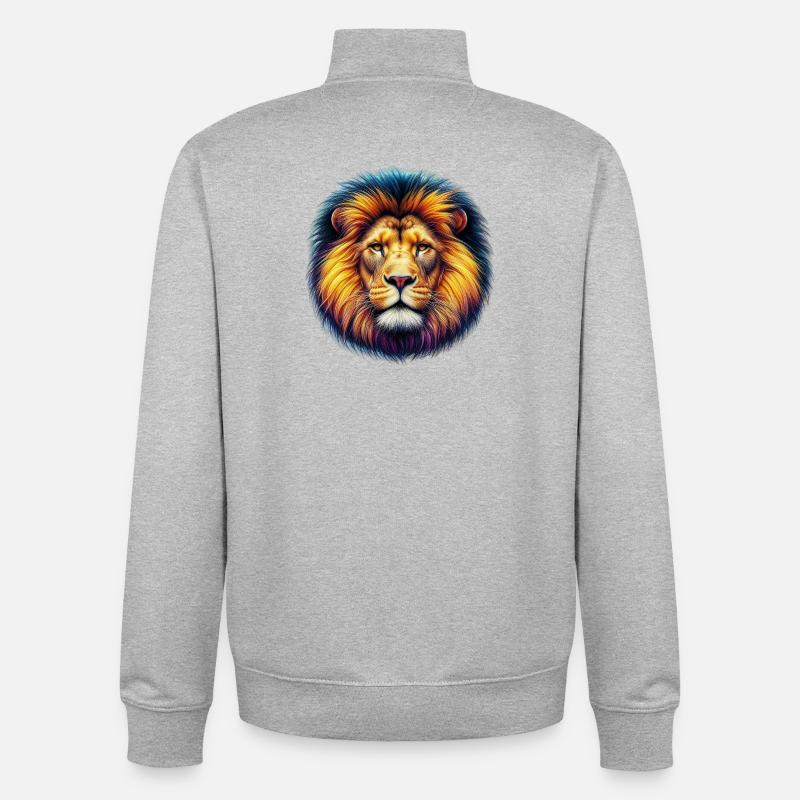 Löwe - Unisex Organic Zip Sweatshirt von Stanley/Stella - Grau meliert