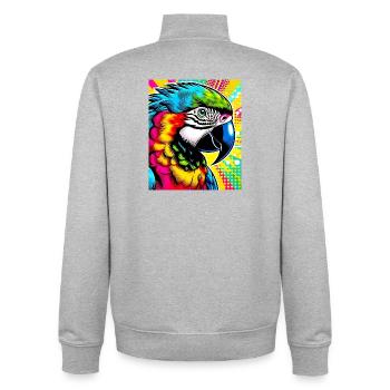 Papagei Pop Art - Unisex Organic Zip Sweatshirt von Stanley/Stella - Grau meliert - Hinten - AI Model Male 185 light (185cm)