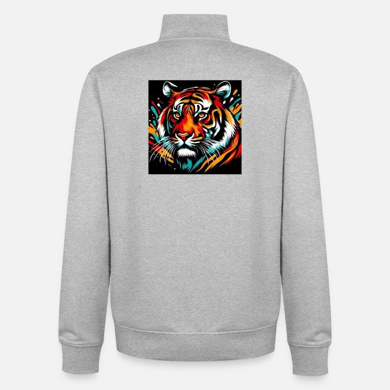 Tiger - Unisex Organic Zip Sweatshirt von Stanley/Stella - Grau meliert