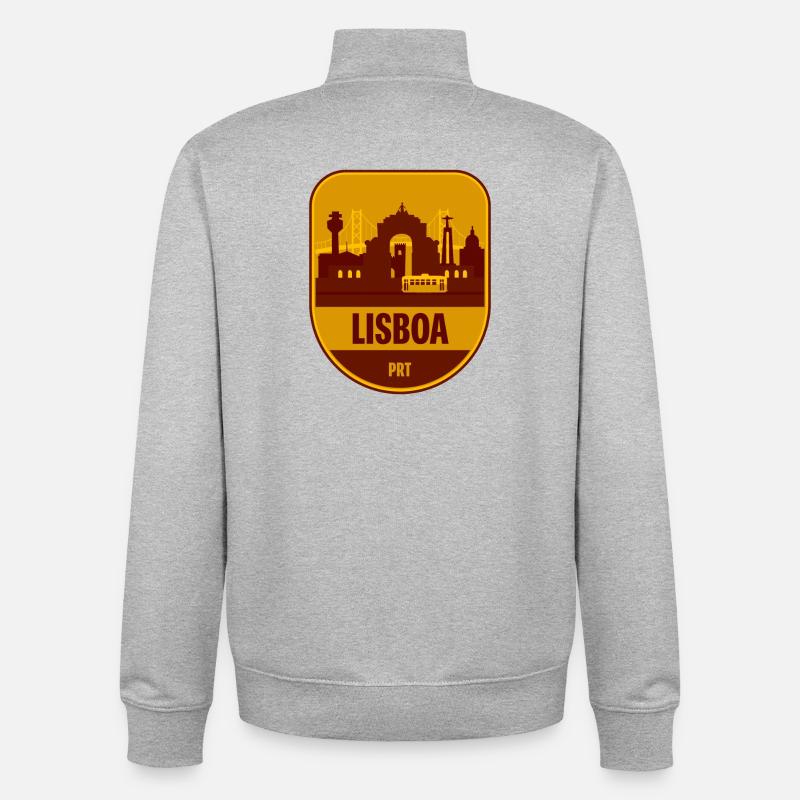 Lisboa Skyline Tram - Unisex Organic Zip Sweatshirt by Stanley/Stella - heather grey