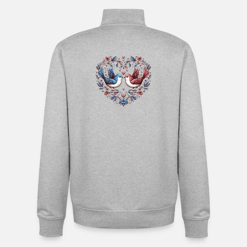 Cœur de colombe en couronne de fleurs - Sweat zippé unisexe en coton bio Stanley/Stella - gris chiné