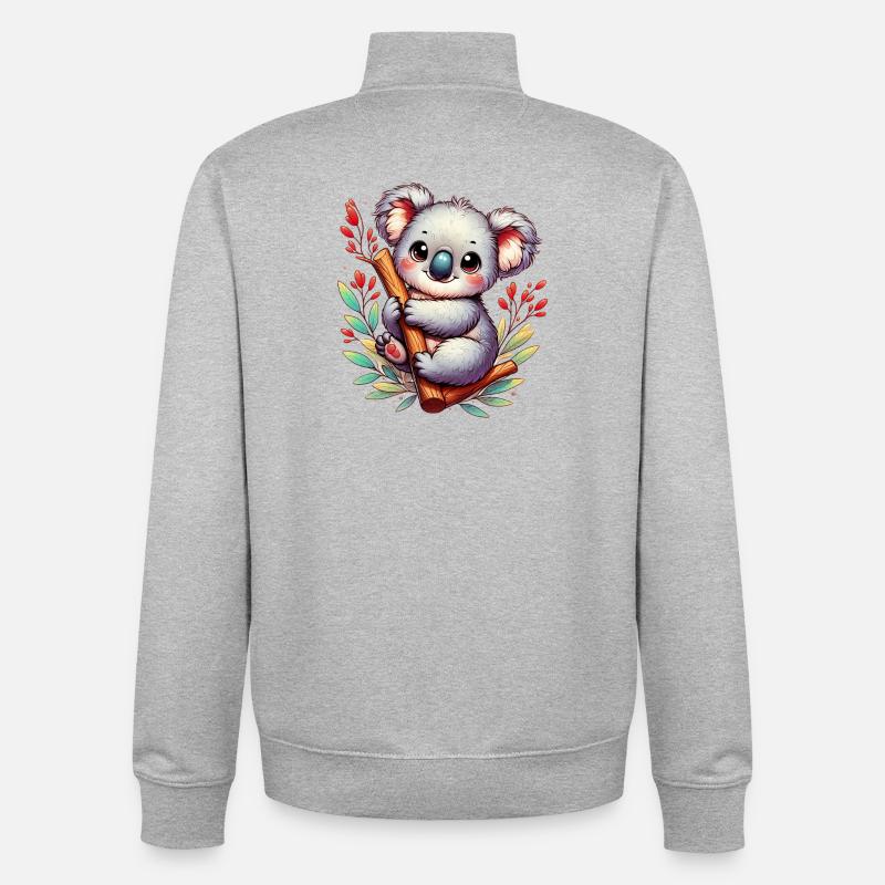 Koala - Sweat zippé unisexe en coton bio Stanley/Stella - gris chiné