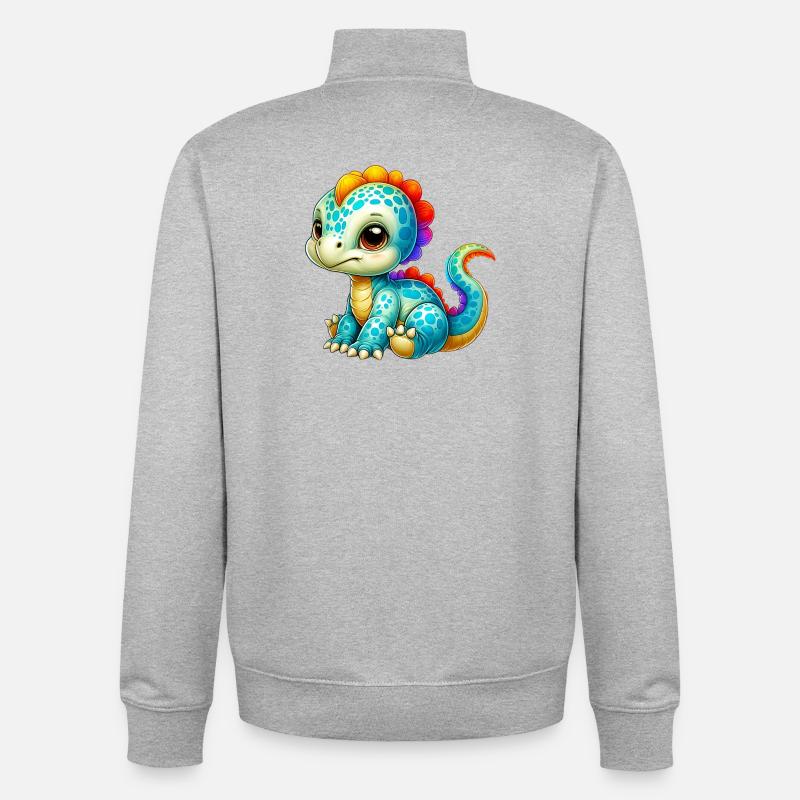 Dinosaur - Unisex Organic Zip Sweatshirt by Stanley/Stella - heather grey