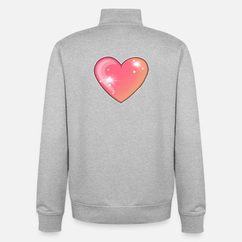 Illustration de coeur rose scintillant - Sweat zippé unisexe en coton bio Stanley/Stella - gris chiné