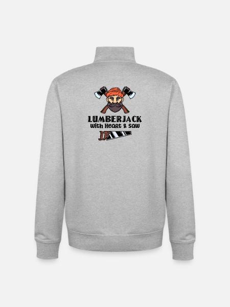 Boiserie hache bois bûcheron déclaration - Sweat zippé unisexe en coton bio Stanley/Stella - gris chiné