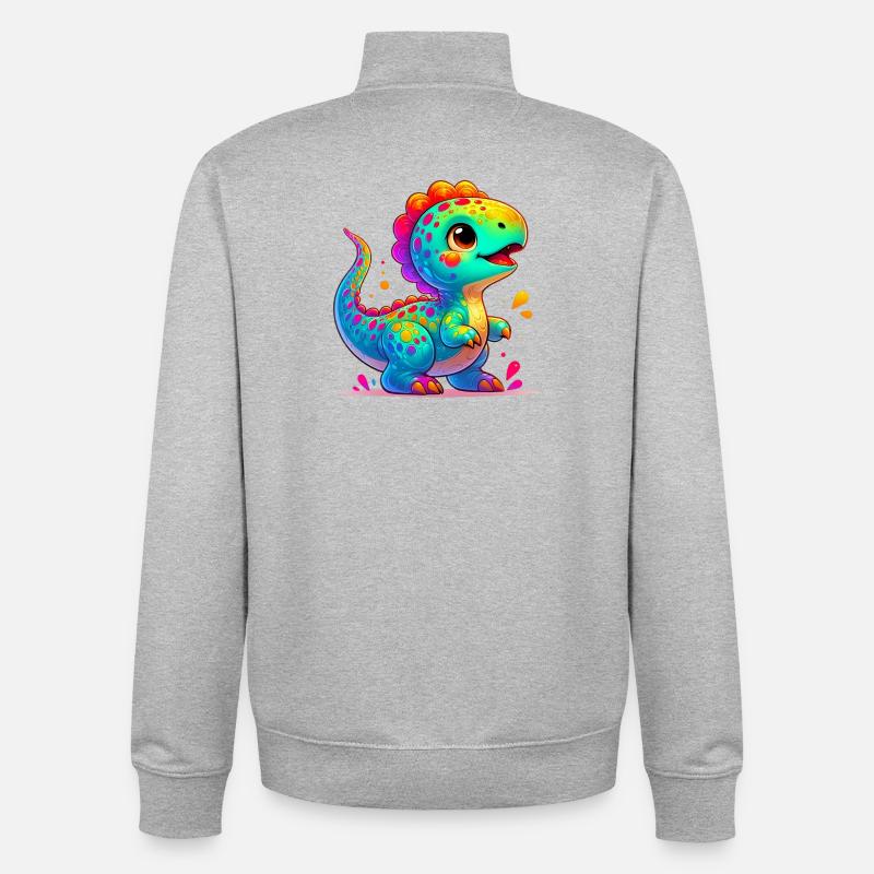Dinosaur - Unisex Organic Zip Sweatshirt by Stanley/Stella - heather grey