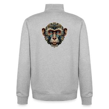 Affe im Mosaik-Stil - Unisex Organic Zip Sweatshirt von Stanley/Stella - Grau meliert - Hinten - AI Model Male 185 light (185cm)