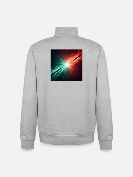 Zwei Zauberstäbe im Kampf - Unisex Organic Zip Sweatshirt von Stanley/Stella - Grau meliert