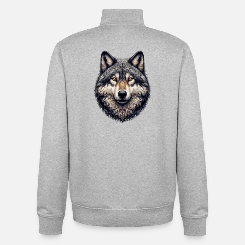 Wolf - Unisex Organic Zip Sweatshirt by Stanley/Stella - heather grey