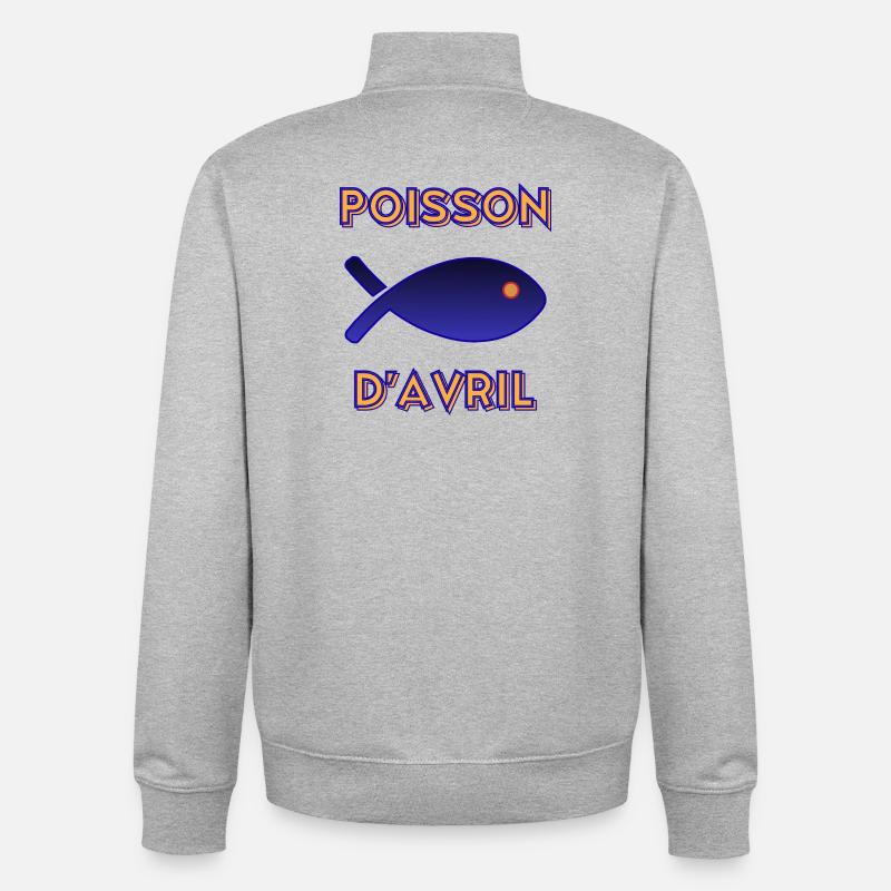 POISSON D'AVRIL - Sweat zippé unisexe en coton bio Stanley/Stella - gris chiné