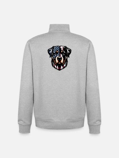 Rottweiler USA dog design - Unisex Organic Zip Sweatshirt by Stanley/Stella - heather grey