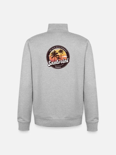 Santorini Greece Aegean Sea Greek - Unisex Organic Zip Sweatshirt by Stanley/Stella - heather grey