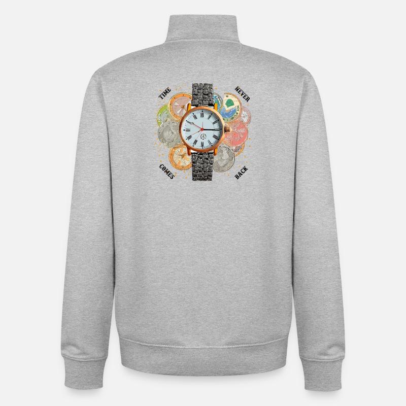 Le temps ne revient jamais. - Sweat zippé unisexe en coton bio Stanley/Stella - gris chiné