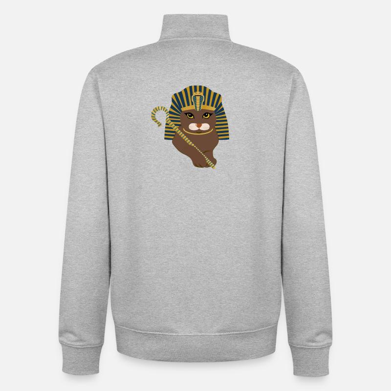 Chat pharaon - Sweat zippé unisexe en coton bio Stanley/Stella - gris chiné