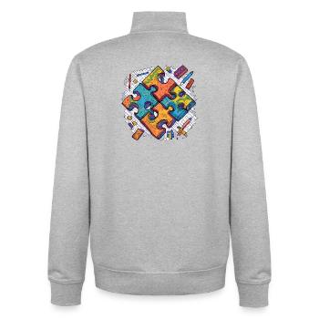 Puzzle auf weißem Hintergrund - Unisex Organic Zip Sweatshirt von Stanley/Stella - Grau meliert - Hinten - AI Model Male 185 light (185cm)
