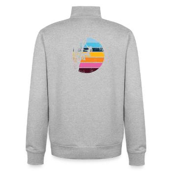 Mädchen klettert am Fels, outdoor silhouette retro - Unisex Organic Zip Sweatshirt von Stanley/Stella - Grau meliert - Hinten - AI Model Male 185 light (185cm)