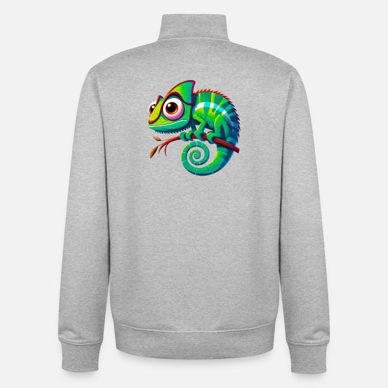 Caméléon - Sweat zippé unisexe en coton bio Stanley/Stella - gris chiné