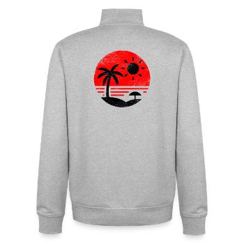 Vintage Beach Red Black - Unisex Organic Zip Sweatshirt by Stanley/Stella - heather grey - Back - AI Model Male 185 light (185cm)