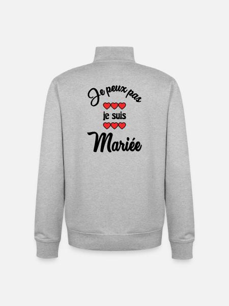 I CAN'T I'M MARRIED - Unisex Organic Zip Sweatshirt by Stanley/Stella - heather grey